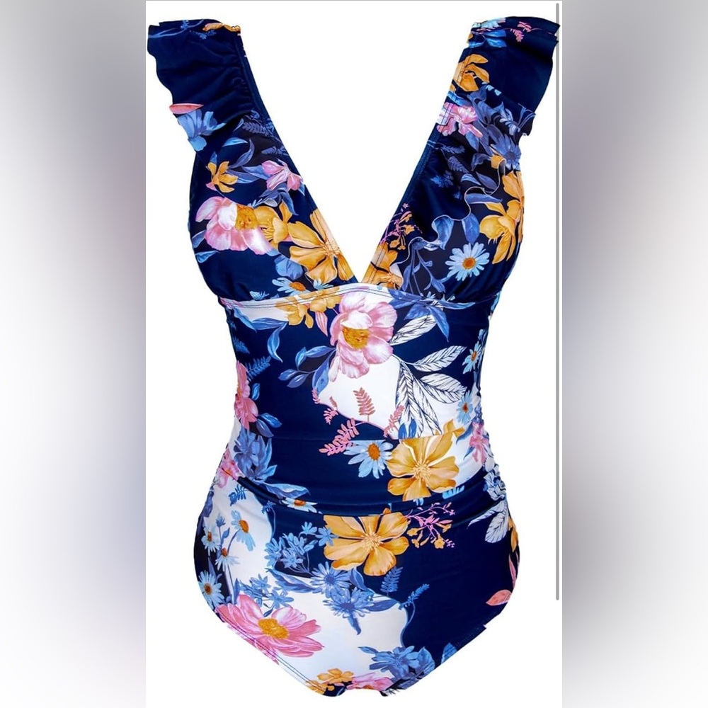 NWT Women’s Floral Blue Swimwear - Picture 5 of 9
